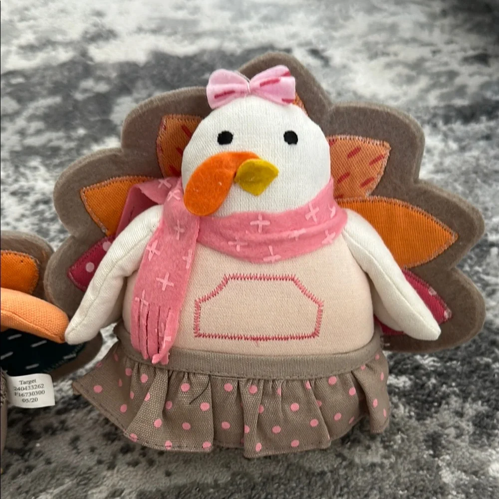 Target Turkey Plush his and hers Set with Orange and Pink Accents